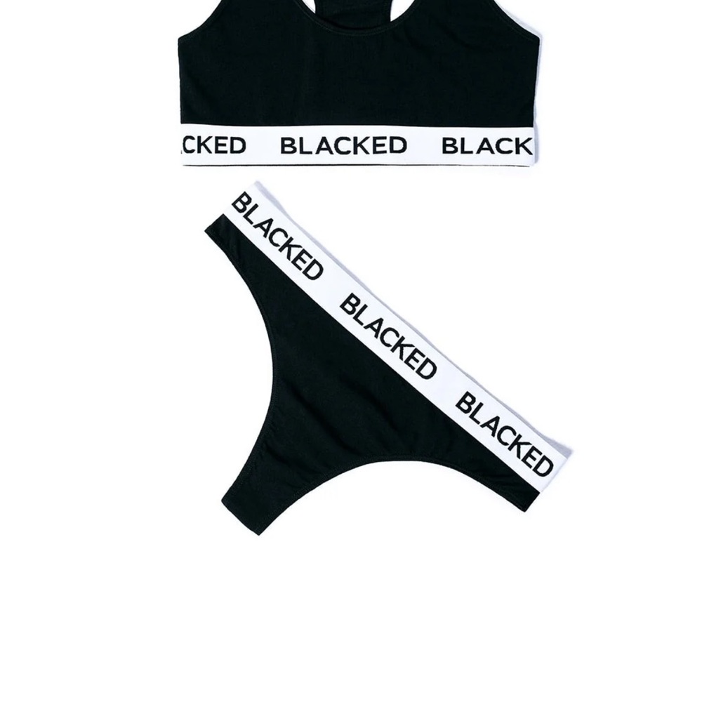 Blacked Black Logo Elastic Bikini Set